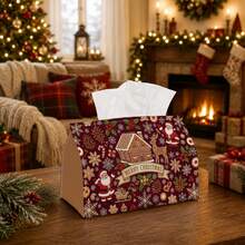 1pc Traditional Holiday Tissue Box | Multi-Functional Christmas Napkin Holder, Suitable For Home, Christmas Car Decor, Santa Claus Reindeer Gingerbread House - Seasonal Decorative Tissue Box For Living Room - Multicolor - View 6