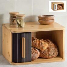 Kitchen Bread Bin In Black, Dimension 33 X 23 Cm, Fitted With Sliding Door For Convenient Daily Storage - Brown - View 8