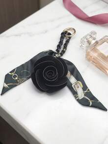 1件法式流蘇圍巾鑰匙圈，奢華時尚緞帶蝴蝶結包包掛飾，圍巾流蘇吊飾鑰匙環，汽車鑰匙裝飾掛飾 - 彩色 - 查看 19