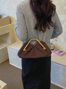 女款手提包 百褶雲朵包 優雅女士 精緻奢華金屬鏈條設計 高端時尚 適合購物 約會 派對 咖啡色 - 咖啡 - 查看 5