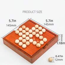 Wooden Solitaire Board Game, Classic Single Player Puzzle Game, Educational Puzzle Toy - Multicolor - View 7
