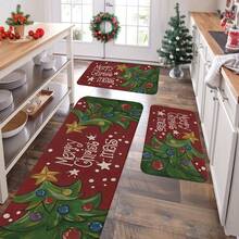 1/2/3pcs Christmas Theme Kitchen Rug, Flannel Kitchen Mat, Soft Comfortable Absorbent Non-Slip Machine Washable With Backing, Suitable For Multiple Scenes: Entryway, Living Room, Bedroom, Kitchen, Dining Room, Bathroom, Laundry Room, Hallway, Christmas Holiday Home Decor - Multicolor - View 4