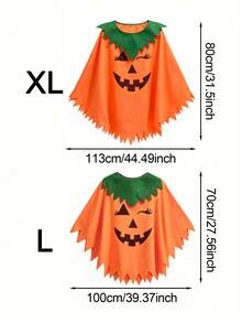 1PC Women's Halloween Pumpkin Print Shawl, Jagged Hem Green Collar, Suitable For Cosplay, Holiday Party Costume, Halloween, Holiday Decoration - Multicolor - View 10
