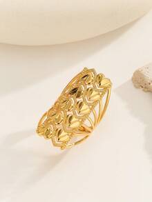 1pc Fashionable Personalized Heart Ring, Suitable For Women's Daily Commute Wear, Holiday Party Gift - Gold - View 6