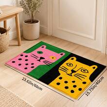 1pc Polka Dot Leopard Contrast Color Artistic Pattern Printed Faux Cashmere Kitchen Mat, Absorbent Kitchen Floor Mat, Kitchen Rug, Long Strip Foot Mat, Sink Front Mat, Suitable For Kitchen, Bathroom, Entryway, Hallway, Laundry Room And Home Decor - Multicolor - View 10