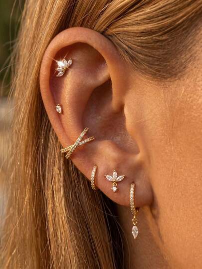 CYSPZMD Set de 6 piezas de pendientes con forma de ojo de circonita cúbica, accesorios de moda para uso diario de mujeres, citas, fiestas y capas