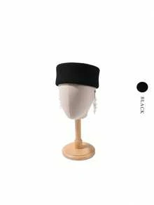 Black Vintage Wool Beret - Autumn Winter Elegant Retro French Style Plain Top Hat - Black - View 3
