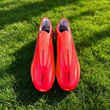 1 Pair World Cup Style Latest Men's Football Shoes, AG Long Stud Turf Training Cleats, Campus Non-Slip Breathable Portable Sports Shoes - Red - View 7