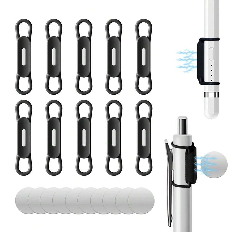 1/5/10pcs Magnetic Pencil Holder For Refrigerator, Pencil Clip, Adjustable Silicone Flexible Pencil Holder, Suitable For Whiteboard, Desk And Clipboard - Multicolor - View 1