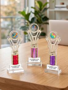 1 buah Piala dengan Logo dan Teks Kustom, Piala Penghargaan Kustom untuk Kompetisi Olahraga, Hadiah Kelas, Upacara Perusahaan, Hadiah Pesta, Piala Penghargaan Kenang-kenangan dengan Plakat Nama Kustom untuk Hadiah - MultiWarna - View 4