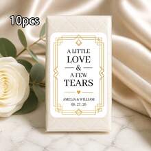 5/10/25pc Custom Wedding Tissue Labels Sticker, Personalized Happy Tears Stickers With Names And Date, Elegant Floral Bow Laurel And Gold Designs For Ceremony Favors, Bridal Shower Decor, Reception Welcome Table, Memorial Tears Of Joy Keepsake Labels - Multicolor - View 18