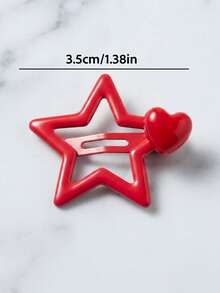10/20pcs/Set Red Heart & Star Hair Clips, Sweet Hair Accessories - Suitable For Women And Girls, Perfect For Daily Wear, Travel, Party, Date - Multicolor - View 8