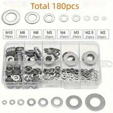 180-Piece Hardware Washer Classification Tool Kit - Durable Polished Surface, Sizes M2-M10, Suitable For Home Decor And Kitchen Maintenance, Includes Storage Box, Perfectly Meets Industrial Repairs And Daily Needs, Door Hinge Washer Set - A - View 4