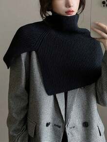 1pc Women's Winter Knitted Scarf Neck Warmer, Solid Color Versatile Pullover Neck Wrap Shawl - Multicolor - View 8