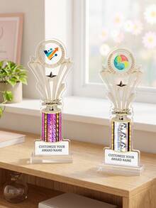1 buah Piala dengan Logo dan Teks Kustom, Piala Penghargaan Kustom untuk Kompetisi Olahraga, Hadiah Kelas, Upacara Perusahaan, Hadiah Pesta, Piala Penghargaan Kenang-kenangan dengan Plakat Nama Kustom untuk Hadiah - MultiWarna - View 5
