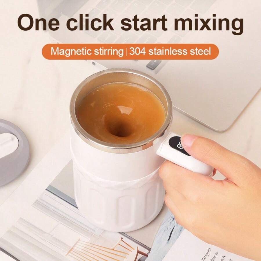 Portable Stirring Cup, Rechargeable Smart Temperature Control Immune Plan, Built-In 200mAh Rechargeable Battery, Suitable For Coffee, Milkshake, Travel, Office, Smart Stirring Cup With Real-Time Temperature Monitoring