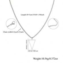 Men's Inverted Triangle Pendant Necklace, Stainless Steel Chain Necklace - Style 8 - View 2