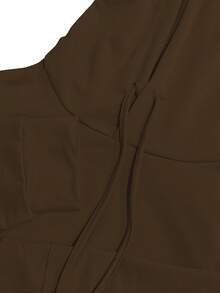 Setelan Kasual Wanita 2 Potong Warna Polos Elegan Lengan Panjang Berkerudung dengan Tali Serut dan Celana Panjang Lurus, Ringan dan Lembut, Cocok untuk Musim Semi, Musim Panas, dan Musim Gugur - Coklat - View 5