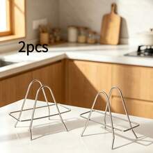 1pc/2pcs 2 Styles Available, Adjustable Thickness Cutting Board Rack, Vertical Countertop Cutting Board & Pot Lid Holder, Kitchen Storage Rack, Cutting Board Drain Rack, Daily Home Essential, Kitchen Helper - Silver - View 9