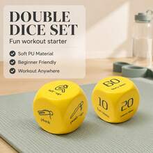 2 Buah Set Dadu Kebugaran Seru, Dadu Permainan Latihan 6 Sisi untuk Push-Up, Squat, Lunge, Sit-Up, dan Jumping Jack, Alat Latihan Rumahan Portabel - Kuning - View 4