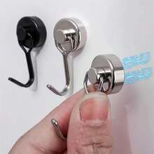 6pcs Magnetic Hooks Heavy Duty Rotating No-Drill Mount Door Kitchen Refrigerator Metal Neodymium Strong Adhesive Wall Hanging Organizer Storage Solution Ideal For Home Office Garage Closet Bedroom Bathroom Pantry Organization - View 8