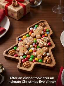 1pc Acacia Wood Tray, Multi-Functional Rustic Style Snack Plate, Appetizer Platter, Meat Board, Serving Bowl, Suitable For Kitchen Countertop, Coffee Table And Home Decor. Perfect For Serving Snacks, Desserts And Fruits - Suitable For Christmas, Easter, Halloween, Back To School, Great Choice For Home Decor And Gift Giving - View 14