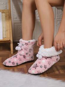 Double Star Casual Fabric Ball Slippers Home Wear All Seasons - Pink - View 1
