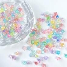 120pcs 8mm Multicolor Five‑Petal Flower Acrylic Center Hole Loose Beads For DIY Bracelets, Phone Charms, Keychains Handmade Craft Supplies - Multicolor - View 3