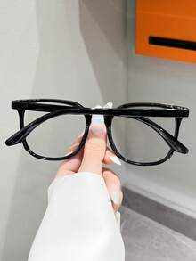 1 Pair Women's Square Plain Lens Glasses, Slimming Effect, College Style, Prevents Visual Fatigue, Suitable For Computer, TV, Gaming And Phone Use - Clear - View 5