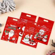Christmas Zipper Handbag Self-Sealing Standing Gift Bag, Small Packaging Bag For Christmas New Year Party Gifts, Christmas Decoration Packaging Bag, Random Color And Style - Red - View 5