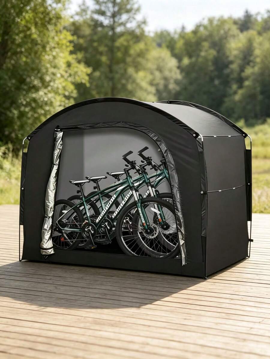 Portable Foldable Bicycle Storage Tent, 210D Silver Coated Oxford Fabric, Large Space Outdoor Shelter, With Rear Window Design, Lightweight Quick Setup, Suitable For Bicycles, Patios, Gardens, Backyards - Multiple Styles - View 1