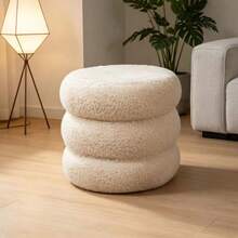 1pc Soft Round Stool, Living Room Footrest, Sofa Bench, Makeup Vanity Stool, Shoe Changing Stool, Slouchy Sofa Shoe Bench, Entryway Sitting Stool - Multicolor - View 10