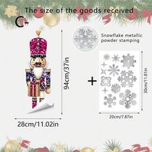 1/3pcs Glitter Nutcracker Window Cling, Static Cling, Reusable, For Home Winter Bedroom Window, Nutcracker Soldier Snowflake Print, Holiday Window Decor - Multicolor - View 10