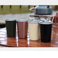 Outdoor Camping Stainless Steel Coffee Cup, Camping Water Cup, Tea Cup, Portable 350ML Wide Mouth Cup, Stackable Storage - Multicolor - View 3