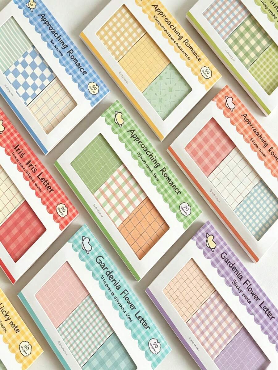 3pcs/Set New Plaid Combination Sticky Notes Romantic Series Planner Decoration Basic Material Memo Paper