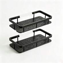 1pc Aluminum Bathroom Storage Rack, Towel Rack, Wall-Mounted Organizer, Suitable For Shampoo And Cosmetics, Shower Caddy, Kitchen Sink Organizer - Multicolor - View 8