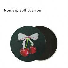 2 Sets Of Leopard Print Cherry Patterned Car Coasters -2.8-Inch Round With Natural Rubber Anti Slip Beverage Tray, Durable Home Car Accessories, Unisex, Washable, Weighing 15 Grams Per Piece - Dark Leopard Print Cherry 2-piece Set - View 8