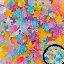 Colorful Acrylic Shell/Starfish/Seahorse Gemstone Set, Suitable For Beach Vacation, Swimming Pool, Diving, Treasure Hunt Games, Dolphin Theme Party Favors, Fish Tank Decoration, Handmade Crafts And Collectible Accessories - A - View 1
