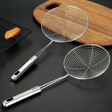 [Cuchara de acero inoxidable 38*20 cm]Cucharón colador multiusos de cocina colgable - Espumadera de alambre con mango largo de acero inoxidable para freír, cocinar, uso doméstico y en restaurantes JTPT - 1 pieza - Ver 2