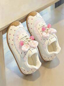1 Pair Beige Kids' Sports Shoes, Soft Non-Slip Sole, Fashionable , Versatile For All-Season Outdoor Wear - Beige - View 5