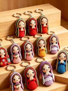 10pcs 2D Acrylic Virgin Mary Keychain Set, Unisex Backpack Pendant & Car Keychain, Couple Commemorative Charm, Blessing & Grace Believer Gift, Suitable For Daily Use, Holidays, Religious Commemoration, Ramadan, Party, Baptism, Wedding And Church Events - Multicolor - View 2
