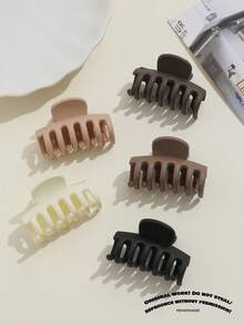 5pcs 4cm Milk Coffee Color Small Claw Hair Clips, Sweet Girl Style Solid Color Side Clips, Suitable For Braiding, High Ponytail, Half-Up Hair And Updo Hair Accessories - Multicolor - View 4