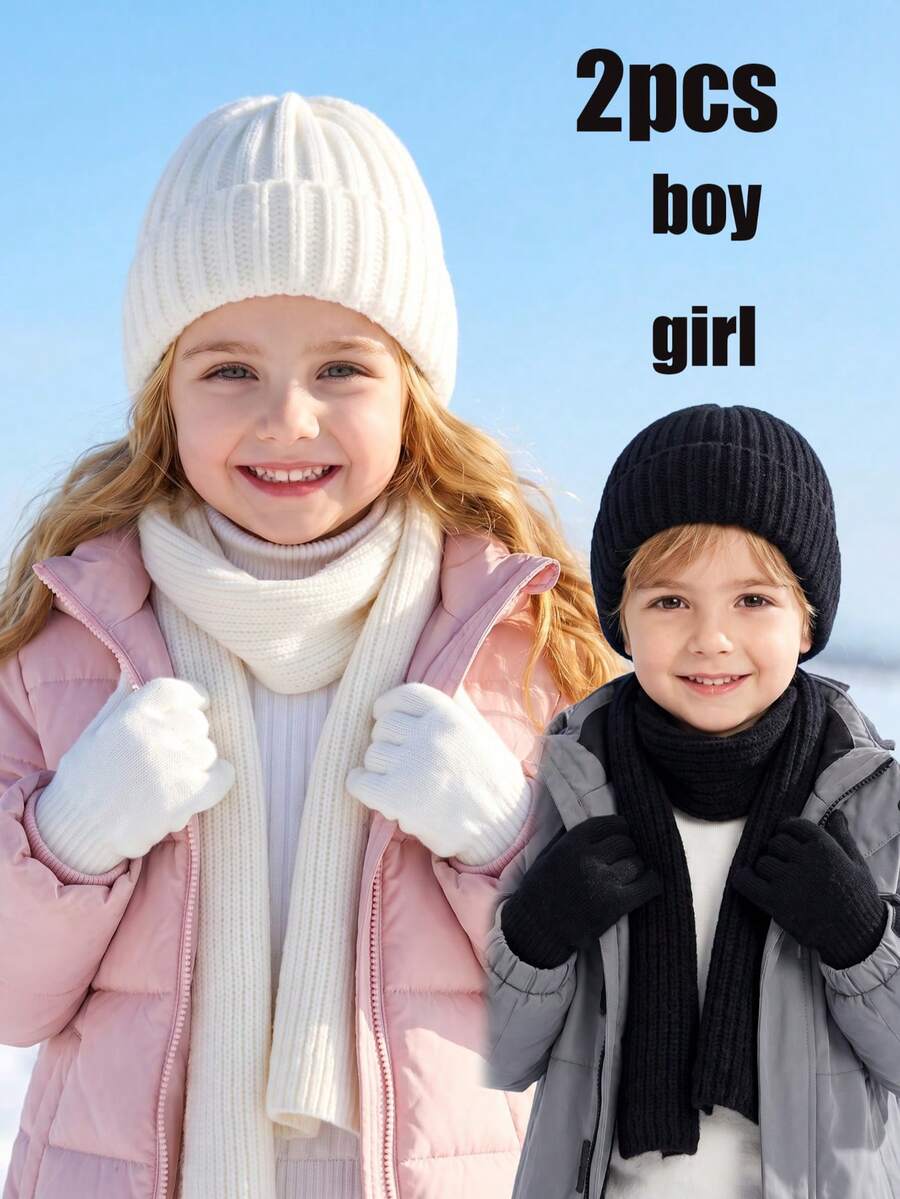 3 piezas/Set Gorro de punto unisex para niños pequeños + Guantes + Bufanda Conjunto de 3 piezas, Conjunto de 3 piezas de invierno, Conjunto térmico de punto para niños pequeños otoño invierno, Conjunto de 3 piezas de gorro bufanda guantes para niños, Conjunto de 3 piezas de invierno de punto para niños y niñas pequeños
