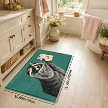1pc Funny Raccoon Toilet Paper Pattern Printed Faux Cashmere Kitchen Mat, Absorbent Kitchen Floor Mat, Kitchen Rug, Long Runner Mat, Sink Front Mat, Suitable For Kitchen, Bathroom, Entryway, Hallway, Laundry Room And Home Decor - Multicolor - View 11