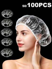 50/100/200pcs Disposable Elastic Extra Large Thickened Upgraded Transparent Shower Caps, Hair Mask Caps, Hair Dye Caps, Deep Nourishing Shampoo Caps, Suitable For Kitchen, Hair Salon And Beauty Salon, Essential For Business Travel - Basic model - View 10