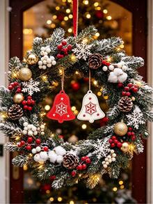50pcs/Set Dekorasi Lonceng Natal, Gantung, Cocok untuk Pohon Natal, Tangga dan Dinding Halaman, Sempurna untuk Dekorasi Liburan, Pembungkus Kado Pesta, Menciptakan Suasana Musim Dingin atau Tahun Baru yang Nyaman - Merah dan putih Natal - View 3