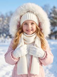3 piezas/Set Gorro de punto unisex para niños pequeños + Guantes + Bufanda Conjunto de 3 piezas, Conjunto de 3 piezas de invierno, Conjunto térmico de punto para niños pequeños otoño invierno, Conjunto de 3 piezas de gorro bufanda guantes para niños, Conjunto de 3 piezas de invierno de punto para niños y niñas pequeños - 3 piezas - Ver 10