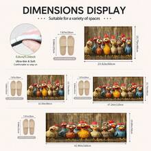 1pc Cartoon Farm Rooster Print Faux Cashmere Kitchen Mat, Absorbent Kitchen Rug, Kitchen Carpet, Long Runner Mat, Sink Front Mat, Suitable For Kitchen, Bathroom, Entryway, Hallway, Laundry Room And Home Decor - Multicolor - View 3