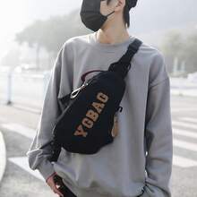 SHILAN Vintage Canvas Sling Chest Bag, Letter‑Decorated Multi‑Pocket Crossbody Pack For Outdoor Casual Daily Use - Multicolor - View 8