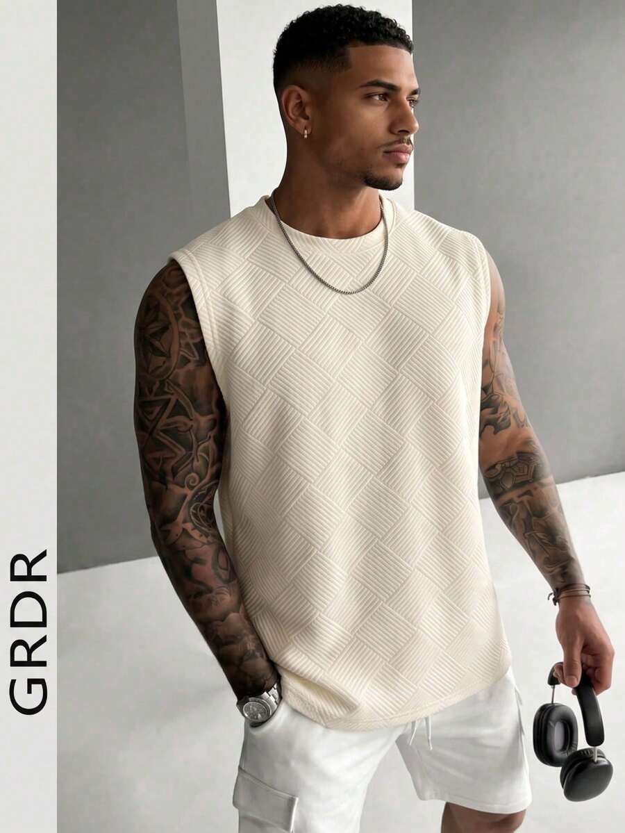 Áo tank top cổ tròn không tay cổ điển GRDR dành cho nam, thích hợp cho thể thao, tập thể dục và mặc hàng ngày.